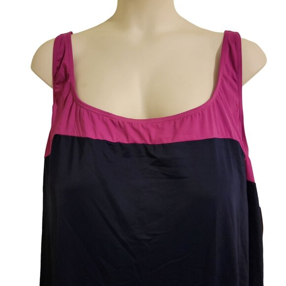 Swimsuits for All 34 Navy Blue Pink Tankini Dress Beach Swim Vacation Summer - Picture 4 of 8